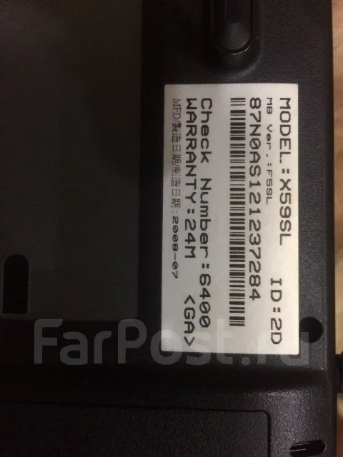 Asus X59SL. 15", 1,8����, ��� 2048 ��, ���� 160���, WiFi: 1, Bluetooth: 1, ����������� �� 2��. ����