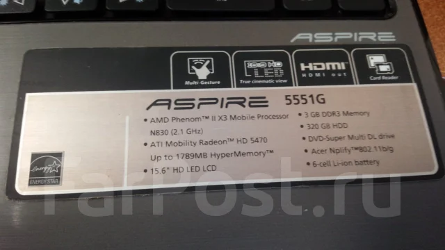 Acer Aspire 5551G-N833G32Misk. 15.6", ��� 1024 ��, Bluetooth: 1 ����