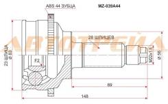 Шрус наружний MA-39A44 MAZDA Capella GF8P FP 97- ABS МА-39А44 GG01-25-60XB GG09-25-50XD, *GG09-25-50XE, *GG09-25-60XF, *GG01-25-50X, *GG01-25-50XA, *G...