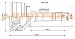 Шрус наружний MA-04 (MZ-004 MZ-029) Шрус MAZDA 323/Familia/Demio/Ford Festiva B3/5 BJ 85 MA-04 ( MZ-004 MZ-029 ) B004-22-510, *B004-25-400, *FS21-25-4...
