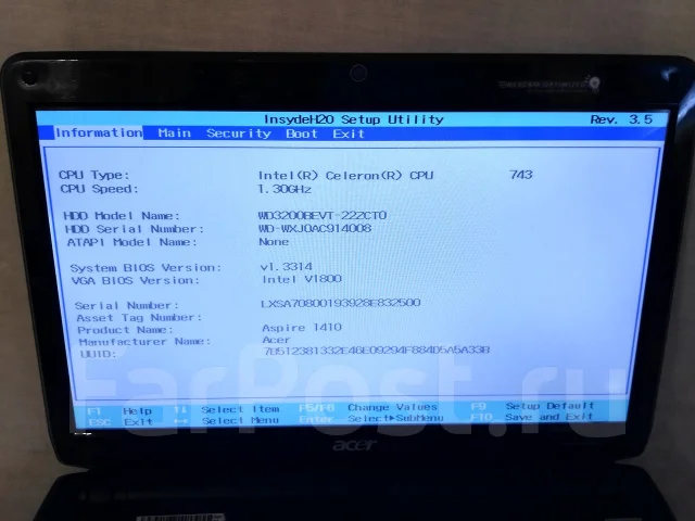 Acer Aspire 1410. 11.6", 1 300����, ��� 2048 ��, ���� 320���, WiFi: 1, Bluetooth: 1, ����������� �� 6��. ����