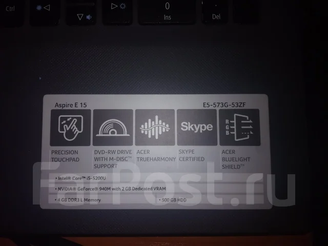 Acer Aspire E5. ��� 4 ��, ���� 500���, WiFi: 1, Bluetooth: 1 ����