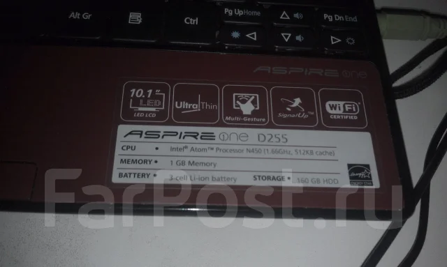 Acer Aspire One D255-2BQkk. 10.1", 1,7����, ��� 1024 ��, ���� 250���, WiFi: 1, ����������� �� 3��. ����