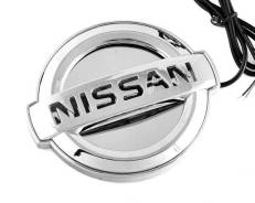 Эмблема хром с подсветкой NISSAN 101х90мм Белая Tiida Китай