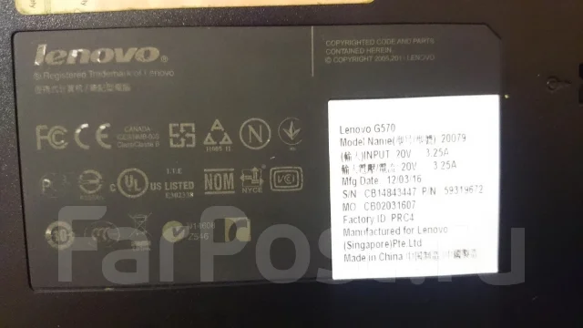 Lenovo G570. 15.6", ��� 2048 ��, WiFi: 1, Bluetooth: 1 ����