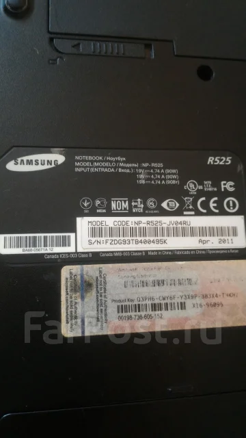 Samsung R525. 15.6", 2,2����, ��� 3072 ��, WiFi: 1, Bluetooth: 1 ����
