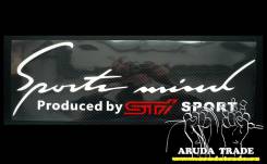 Оракал на кузов Sports mind by STI, бело-красный (50х15см). Subaru Stella