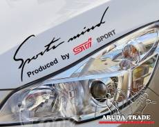 Оракал на кузов Sports mind by STI, черно-красный (50х15см). Subaru Stella
