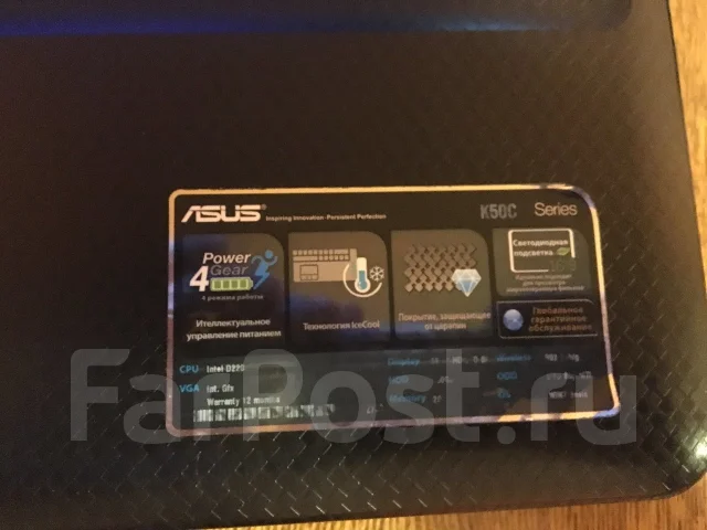 Asus K50C. 15.6", 1 500����, ��� 2048 ��, WiFi: 1, ����������� �� 1��. ����