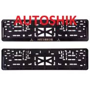 Номера рамка пластм., с Защелкой, тиснение Золотом MITSUBISHI (черная)