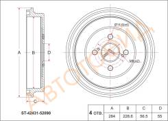 Барабан тормозной зад TOYOTA AXIO NZE14#/16#/RACTIS #CP100/AQUA NHP10 SAT ST-42431-52090