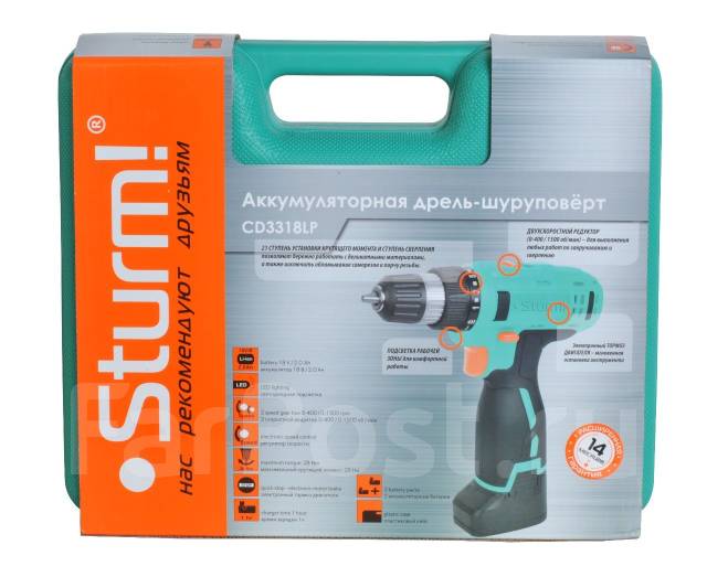 Шуруповерт аккумуляторный Li-Ion Sturm CD3318LP 18 В, 2 аккумулятора ...