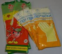Перчатки резиновые.