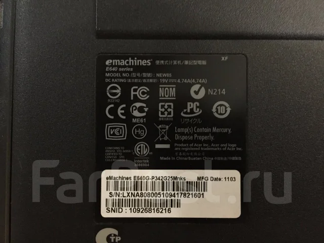eMachines E640G. 15.6", 2,2����, WiFi: 1, Bluetooth: 1 ����