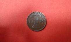 1пфенниг 1924 J Германия Старая Европа