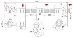 Шланг тормозной FR TOYOTA COROLLA/SPRINTER/LVN/CRE/TRN/MRN/CARIB/SPACIO 92-01 LH=RH