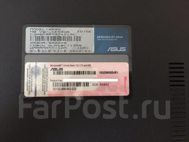Asus X54H. 15.6", 1,6����, ��� 2048 ��, ���� 500���, WiFi: 1, Bluetooth: 1, ����������� �� 2��. ����