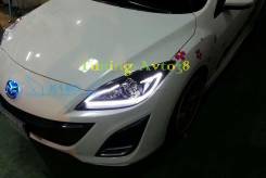 Фары передние линзы светодиодная лента тюнинг Mazda 3 2011-. Mazda Mazda3