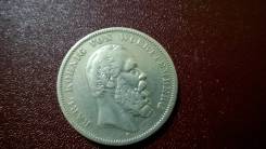 5 марок 1874 F Германия Вюртемберг серебро коллекционный сохран !