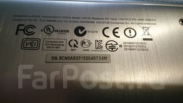 Asus ZenBook UX21E. 11.6", 2,9����, ��� 4 ��, ���� 128���, WiFi: 1, Bluetooth: 1, ����������� �� 8��. ����