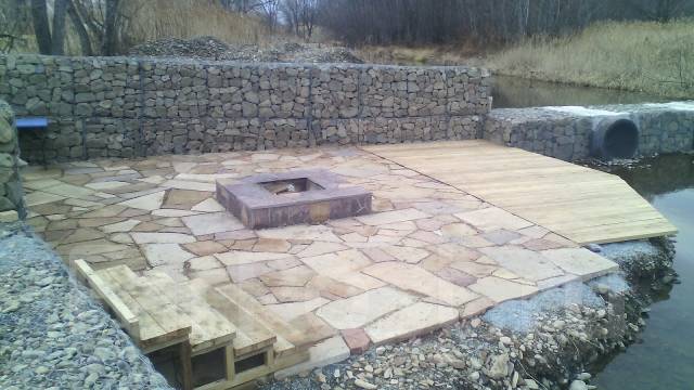 Облицовка, кладка, ландшафт, габионы, дренаж, Хакасский плитняк ...