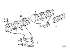 Коллектор выпускной. BMW 5-Series, E34 BMW 3-Series, E36, E36/2, E36/2C, E36/3, E36/4, E36/5 BMW 3-Series Gran Turismo Двигатели: M50B20, M50B20TU, M5...