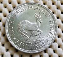 Южная Африка 5 шиллингов 1949г. UNC Ag800 28,28гр. Штемпельный блеск