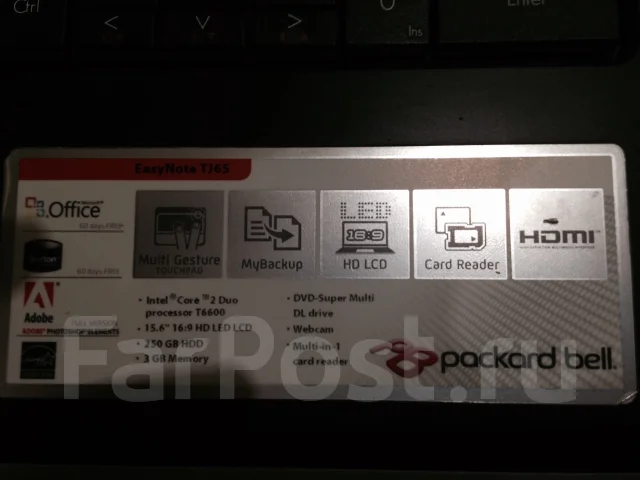 Packard Bell EasyNote TJ65. 15.6", 2,2����, ��� 3072 ��, ���� 500���, WiFi: 1, Bluetooth: 1, ����������� �� 1��. ����