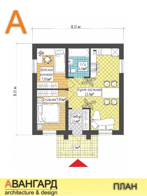 ������ ���� Minihouse ��� 8�8�. �� 100 ��. �., 1 ����, 3 �������, ������ ����