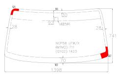 Стекло лобовое. Toyota Succeed, NCP50, NCP51, NCP55, NCP52, NCP58, NLP51, NCP59 Toyota Probox, NCP51, NCP50, NCP52, NCP55, NCP59, NCP58, NLP51 Двигате...