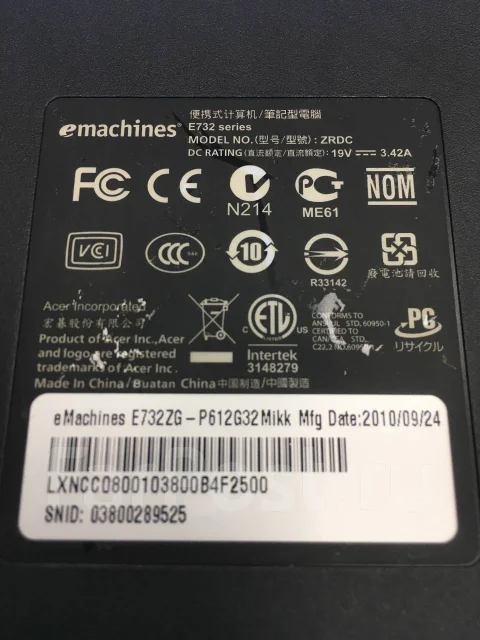 eMachines E732ZG-P612G32Mikk ����