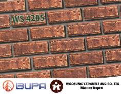 Кирпич лицевой WOOSUNG CERAMICS, WS 4205, "Шагал Красно-коричневый", 205х92х75, Южная Корея