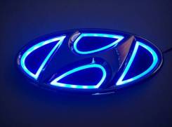 Эмблема синяя подсветка Хундай. Hyundai