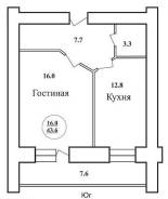 1-комнатная, улица Новая 11. агентство, 40 кв. м.