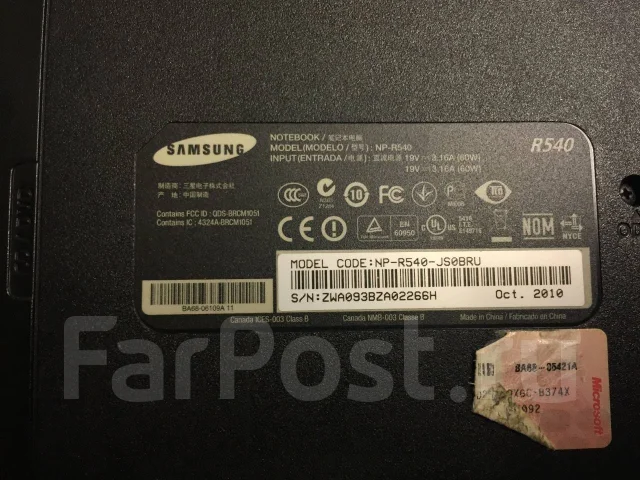 Samsung R540. 15.6", 2,4����, ��� 3072 ��, ���� 320���, WiFi: 1, Bluetooth: 1, ����������� �� 2��. ����