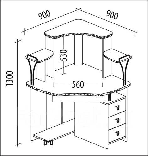 Чертеж углового стола