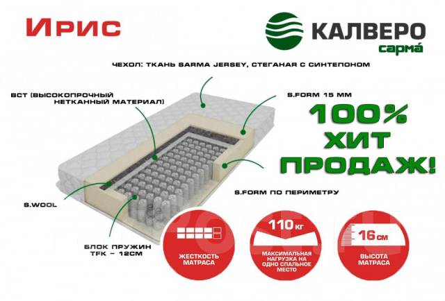 Матрац ортопедический новый ИРИС 120*190/200 с независимым блоком ...