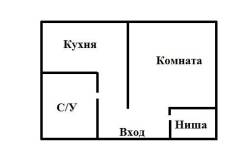 1-комнатная, улица Сергея Ушакова 12а. Междуречье, частное лицо, 28 кв. м. План квартиры