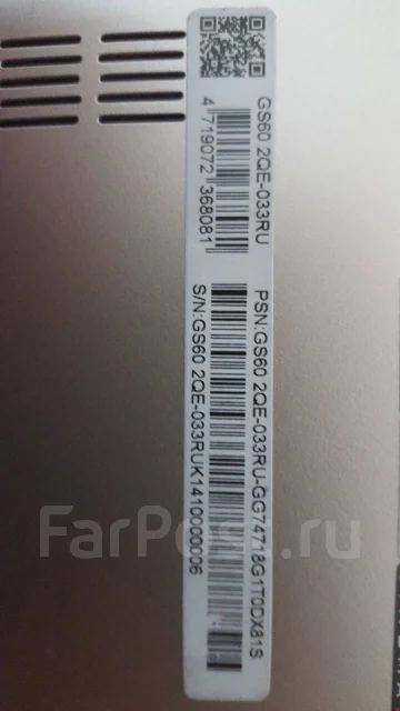 MSI GS60. 15.6", 2,5����, ��� 8 ��, ���� 1 128���, WiFi: 1, Bluetooth: 1, ����������� �� 6��. ����