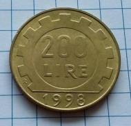 200 лир 1998 года. Италия.