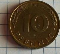 10 пфеннигов 1980 года.