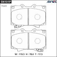 Колодки тормозные F TOYOTA LAND CRUISER J100 (98-07), LEXUS LX470 UZJ100 (02-07) ADVICS SN101P