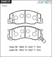 Колодки тормозные F TOYOTA LITE ; TOWN ACE VAN R50 ; R52 (96-07), DAIHATSU DELTA VAN R ADVICS SN851P