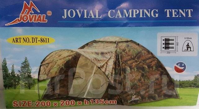 Палатка 3-местная Jovial СТ-8611 Размер 200см*200см*h135см. новый, в ...
