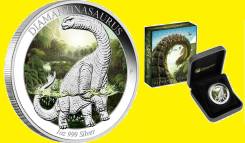 Австралия 1 доллар 2015 Динозавр Diamantinasaurus Серебро. Эмаль