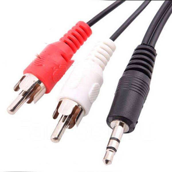 Аудио кабель AUX 3,5 мм mini Jack 2xRCA (колокольчики) 3 метра, новый .