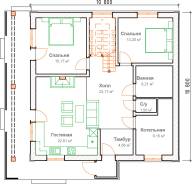 046 Za AlexArchitekt Двухэтажный дом в в Югорске 046 Za AlexArchitekt Двухэтажный дом в. 100-200 кв. м., 2 этажа, 7 комнат, бетон