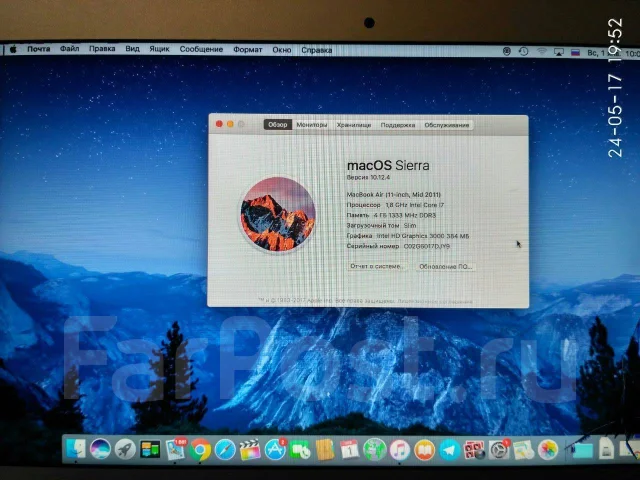 Apple MacBook Air 11 2011 Mid. 11.6", 1,8����, ��� 4 ��, ���� 256���, WiFi: 1, Bluetooth: 1, ����������� �� 9��. ����