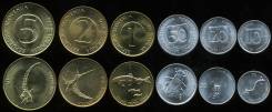 Словения набор 6 монет 1992 2001 Животные UNC (иностранные монеты)