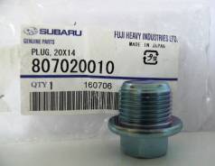 Пробка поддона сливная. Subaru: Alcyone, Rex, Forester, Leone, Legacy, Impreza, Domingo, Justy, Exiga, Vivio, Sambar Двигатели: EA82T, EG33D, ER27E, E...